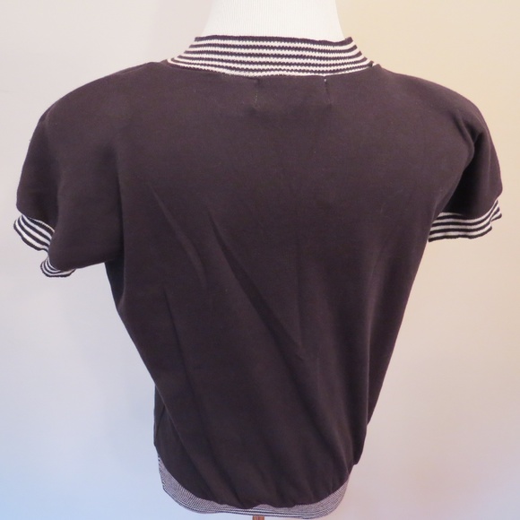 Vintage 80s Statement Knit Top | Ribbon Embroidery & Gem Accents | Retro Glam - Picture 3 of 8